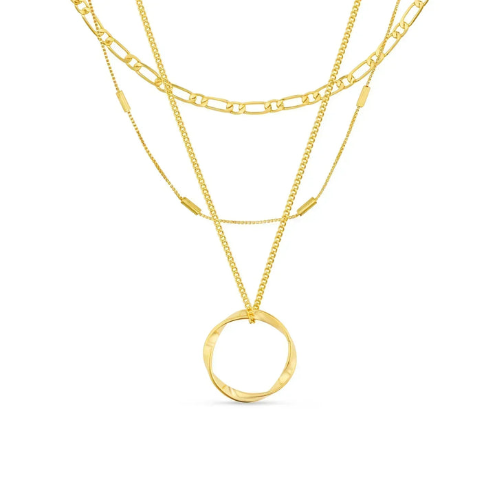 Circa™ - Gold Triple Row Open Circle Necklace