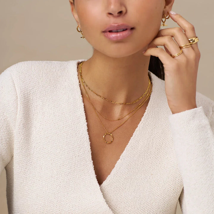 Circa™ - Gold Triple Row Open Circle Necklace