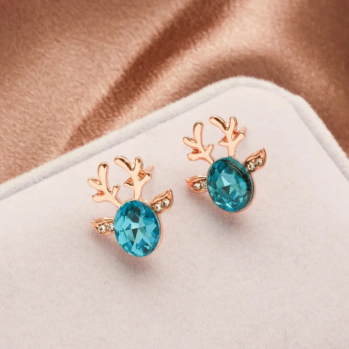 Reindeer Crystal Stud Earrings - Festive Collection