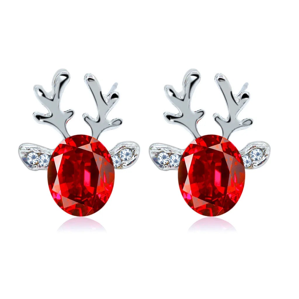 Reindeer Crystal Stud Earrings - Festive Collection