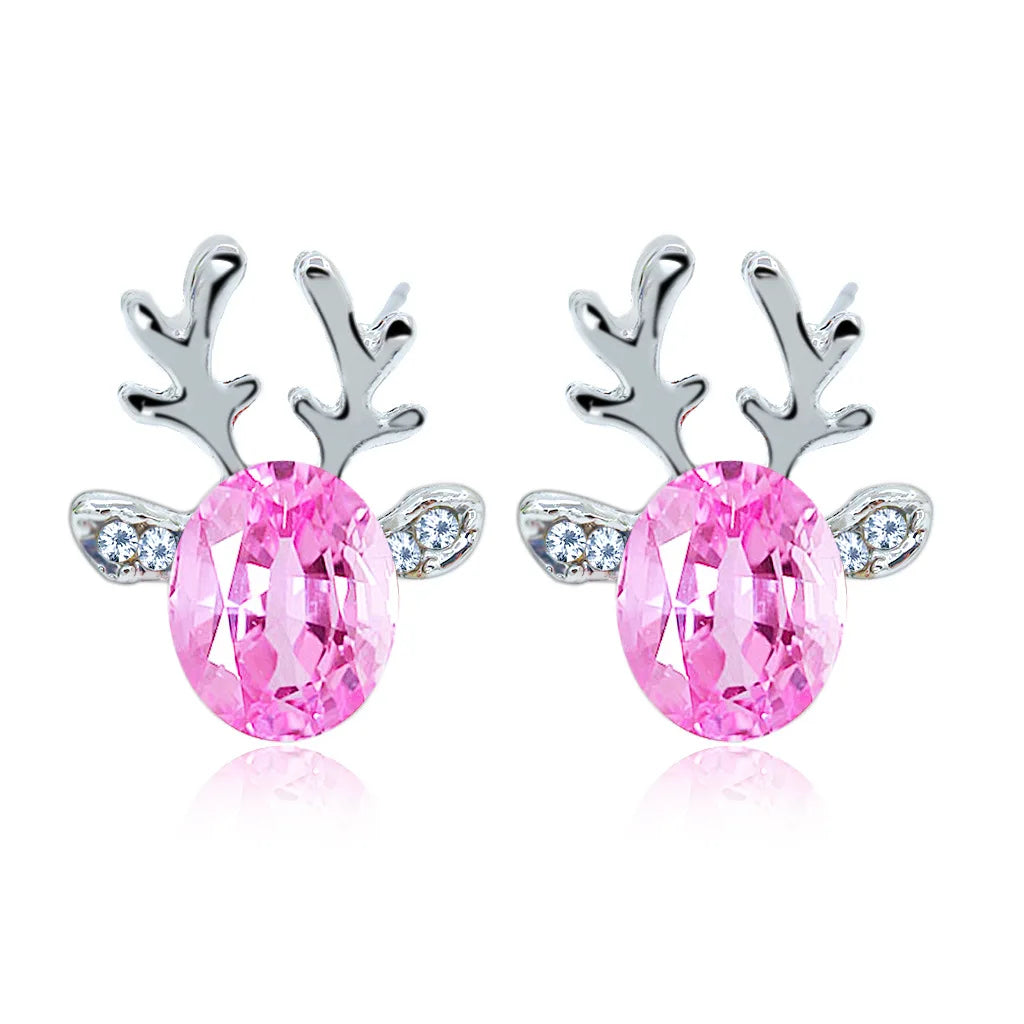 Reindeer Crystal Stud Earrings - Festive Collection