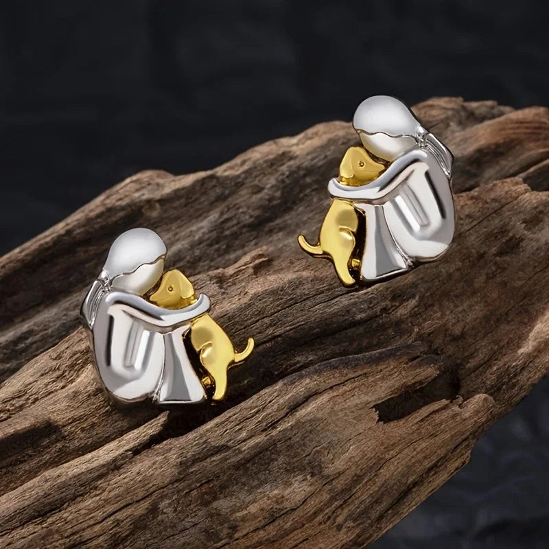 Luxe™ - Two-Tone Hug Earrings in Silver and Gold