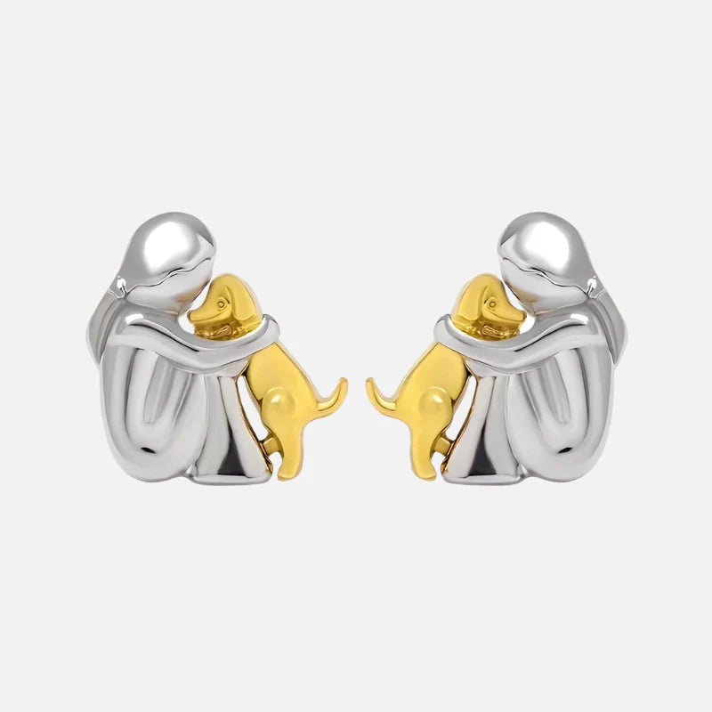 Luxe™ - Two-Tone Hug Earrings in Silver and Gold
