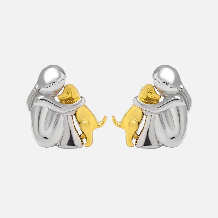Luxe™ - Two-Tone Hug Earrings in Silver and Gold