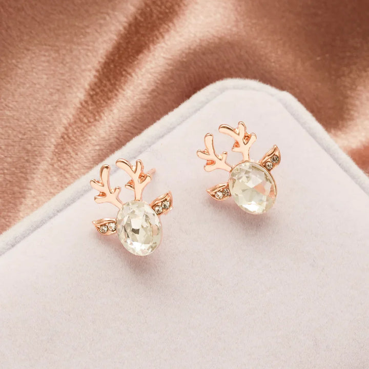 Reindeer Crystal Stud Earrings - Festive Collection