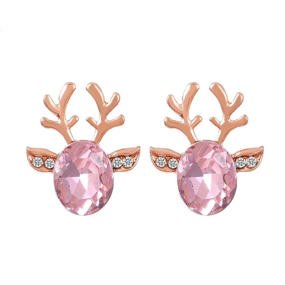 Reindeer Crystal Stud Earrings - Festive Collection
