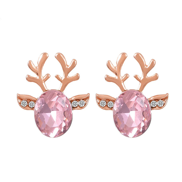 Reindeer Crystal Stud Earrings - Festive Collection