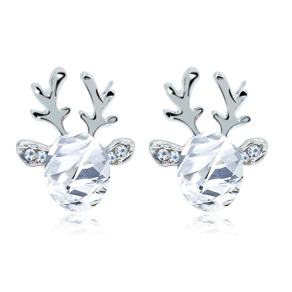 Reindeer Crystal Stud Earrings - Festive Collection