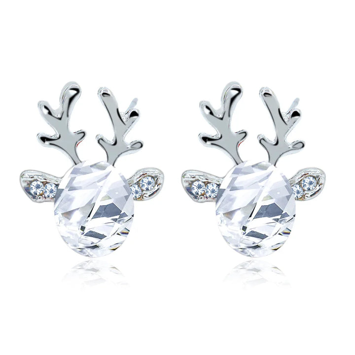 Reindeer Crystal Stud Earrings - Festive Collection