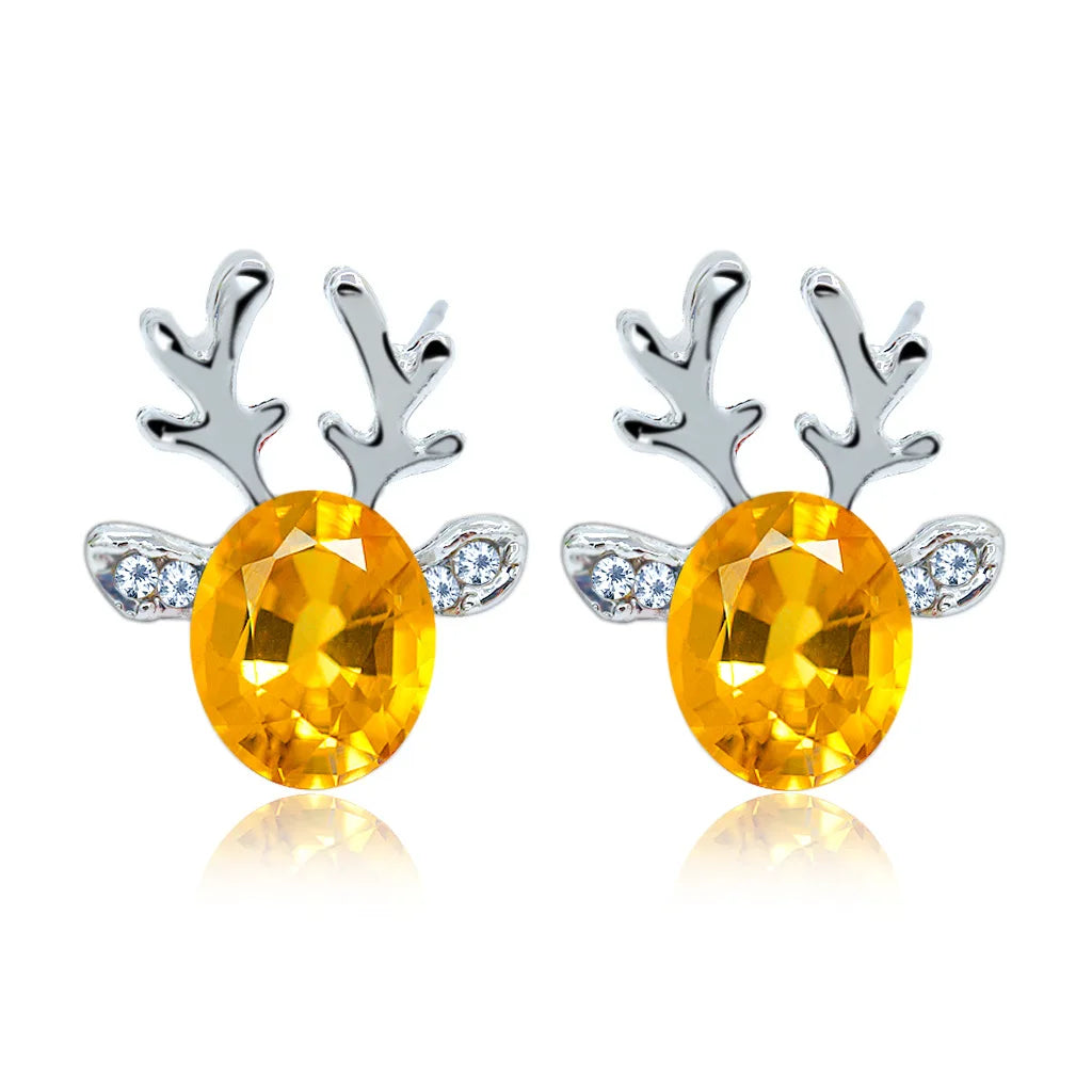 Reindeer Crystal Stud Earrings - Festive Collection