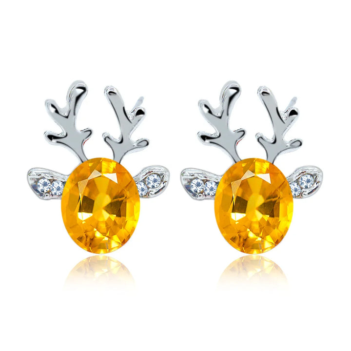 Reindeer Crystal Stud Earrings - Festive Collection