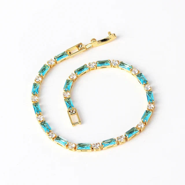 Turquoise Gemstone Bracelet | Gold Accents