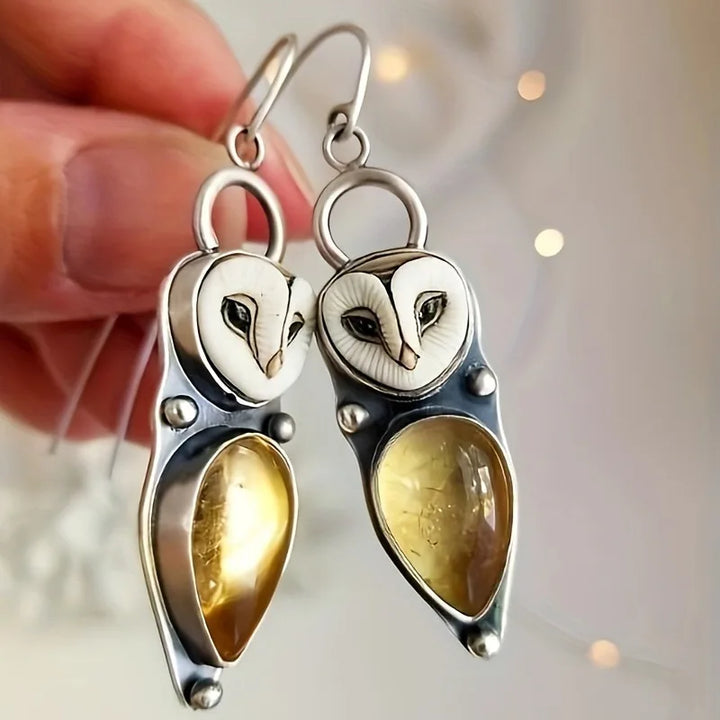 Boho Owl Drop Earrings - Hypoallergenic for Sensitive Ears