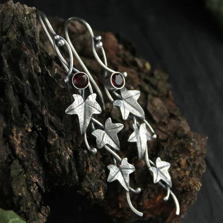 Elara™ - Vintage Leaf Elf Earrings in White Gold