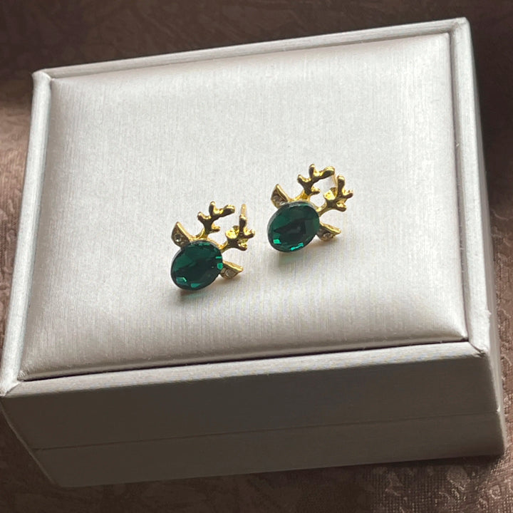 Reindeer Crystal Stud Earrings - Festive Collection