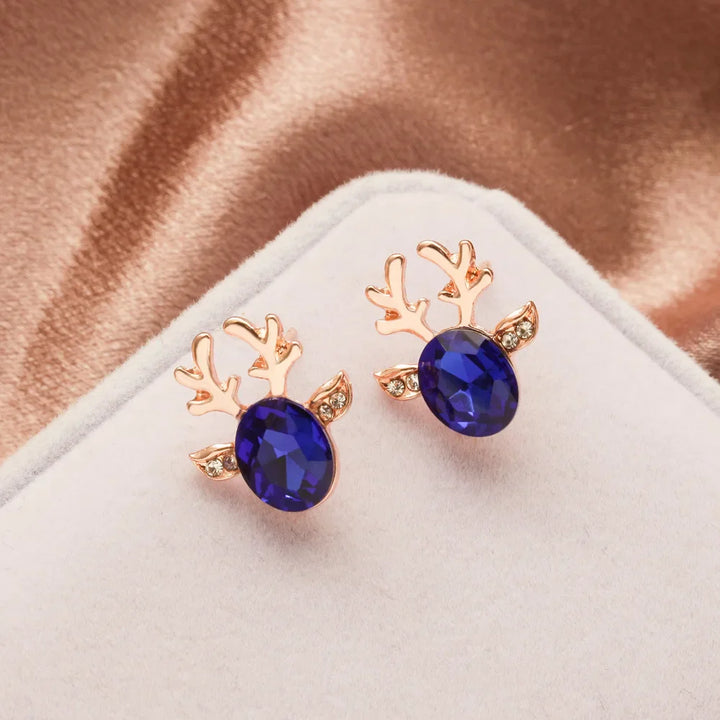 Reindeer Crystal Stud Earrings - Festive Collection