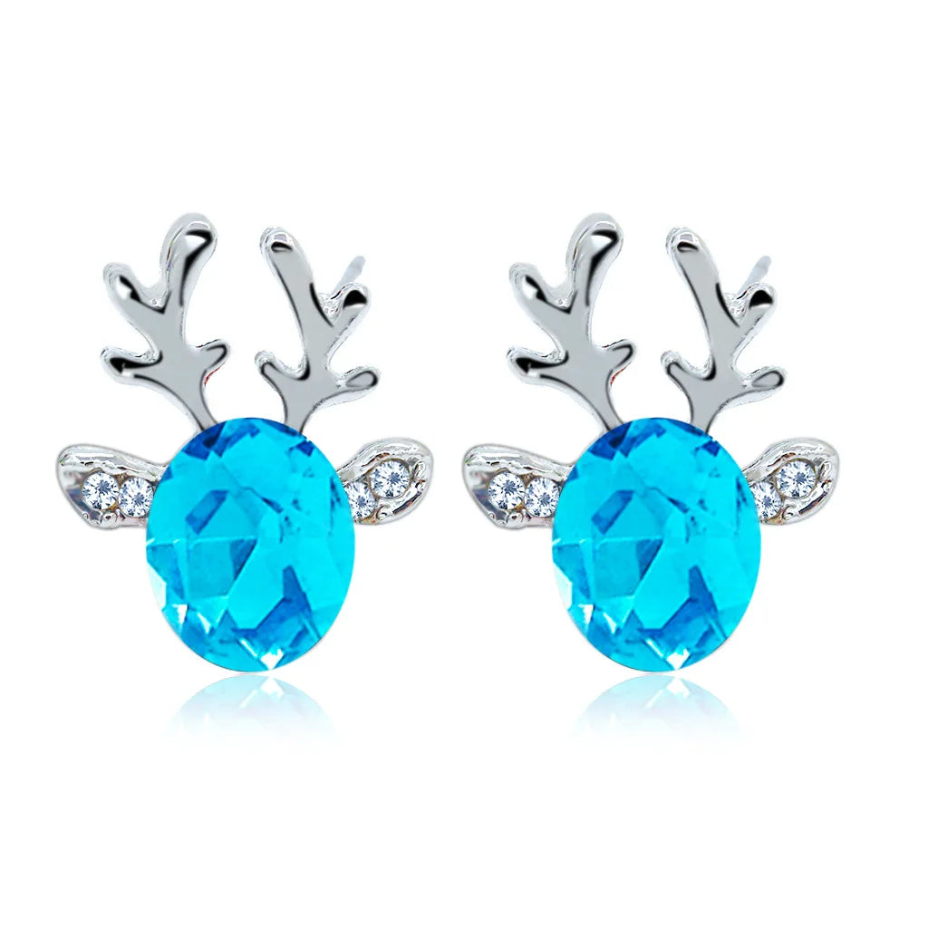 Reindeer Crystal Stud Earrings - Festive Collection