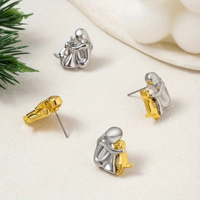Luxe™ - Two-Tone Hug Earrings in Silver and Gold