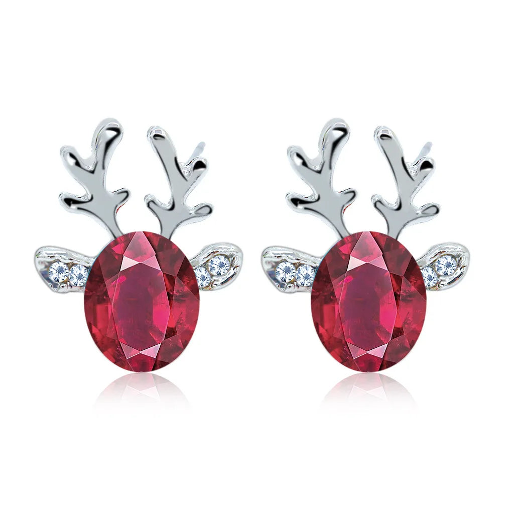 Reindeer Crystal Stud Earrings - Festive Collection