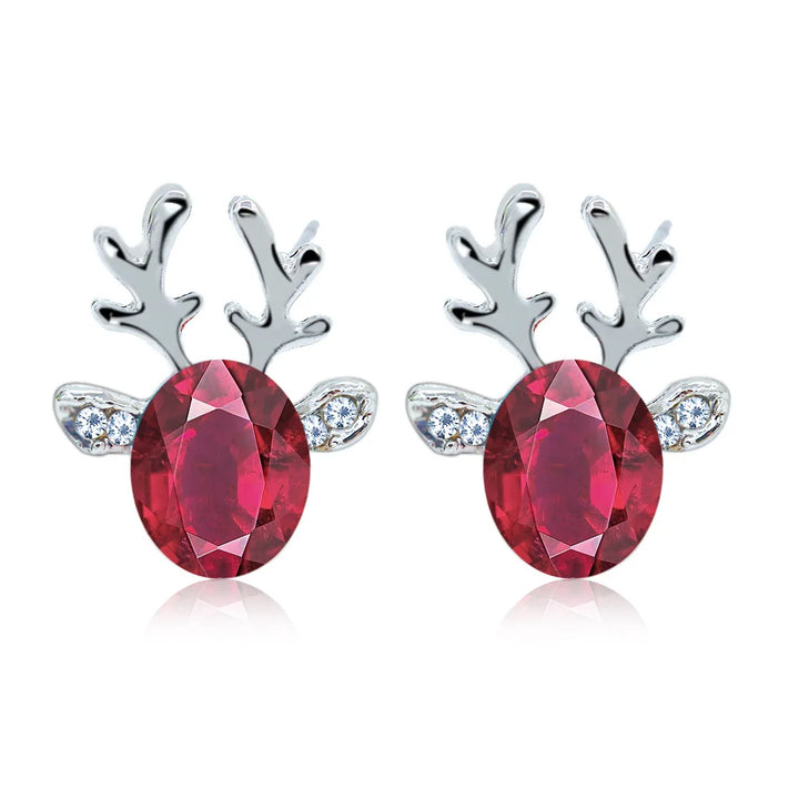 Reindeer Crystal Stud Earrings - Festive Collection
