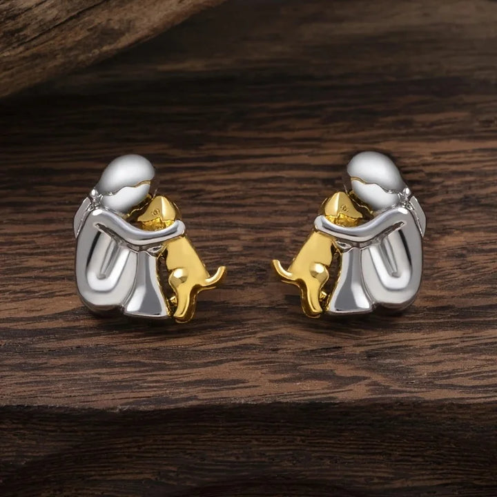Luxe™ - Two-Tone Hug Earrings in Silver and Gold