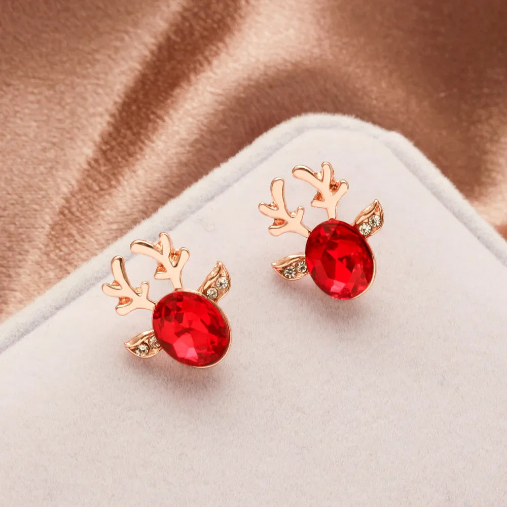 Reindeer Crystal Stud Earrings - Festive Collection