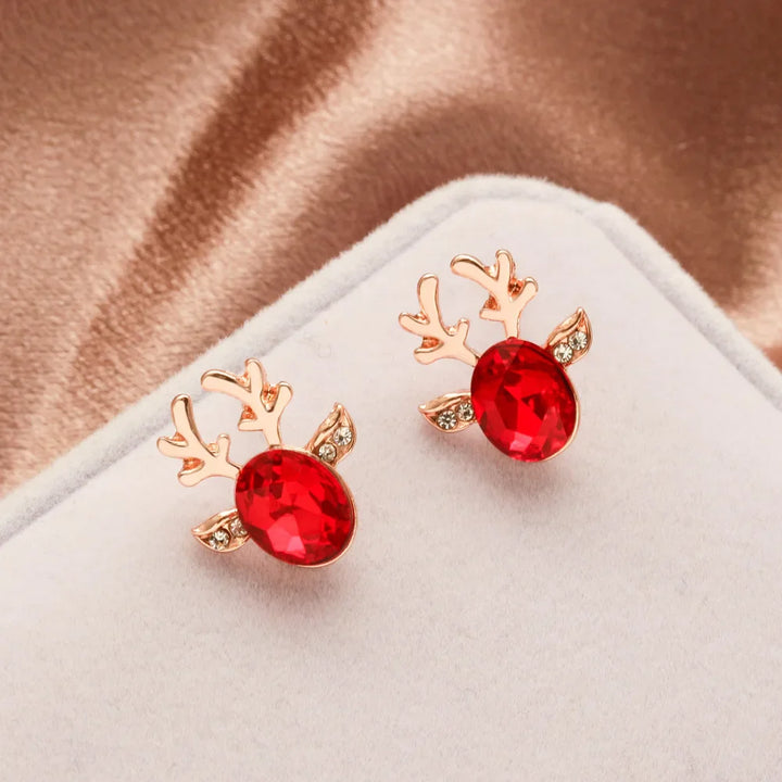 Reindeer Crystal Stud Earrings - Festive Collection