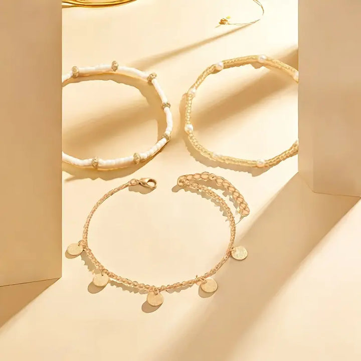 Coastal Charm™ - Trio of Layered Gold Anklets