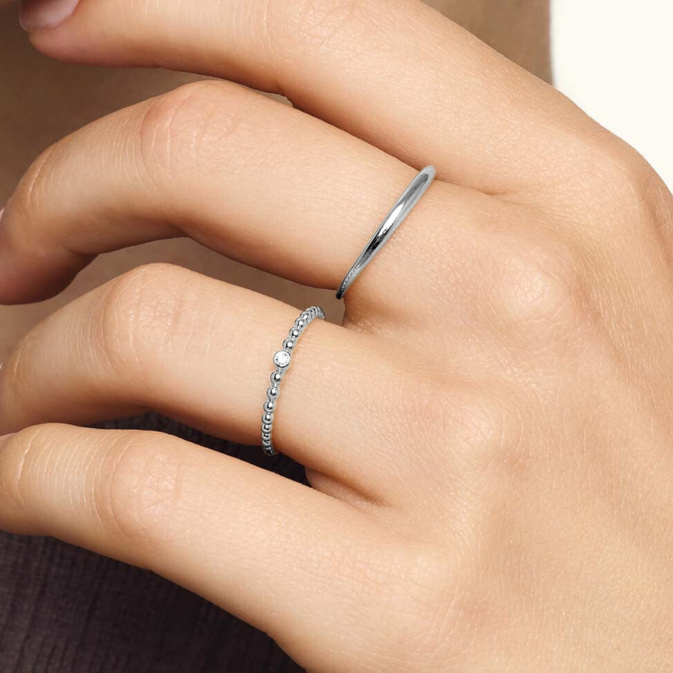 Luna™ - Elegant Slim Dome Ring in White Gold