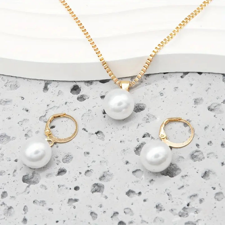 Golden Grace™ - Pearl Jewelry Set in Gold