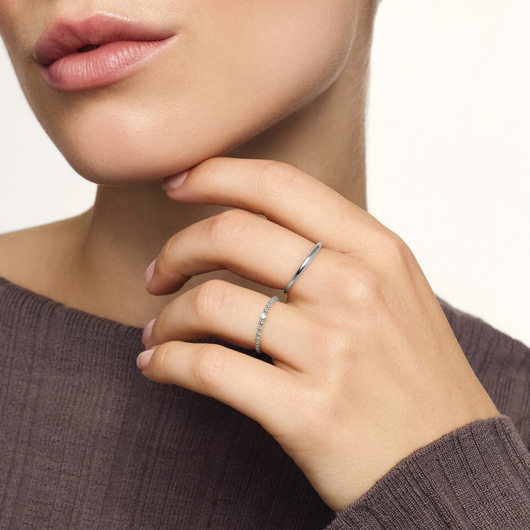Luna™ - Elegant Slim Dome Ring in White Gold