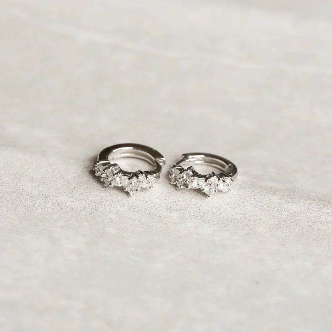 Luna™ - Crystal Cluster Huggies in White Gold