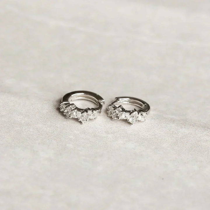 Luna™ - Crystal Cluster Huggies in White Gold