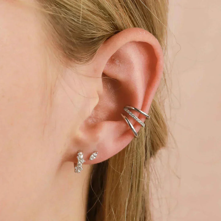 Luna™ - Crystal Cluster Huggies in White Gold