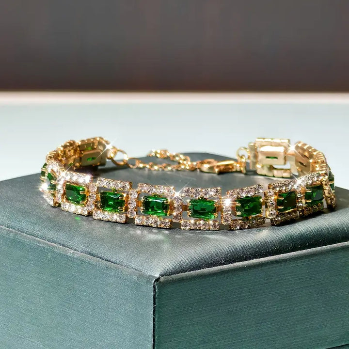 Emerald Elegance™ - Bold Gold Bracelet