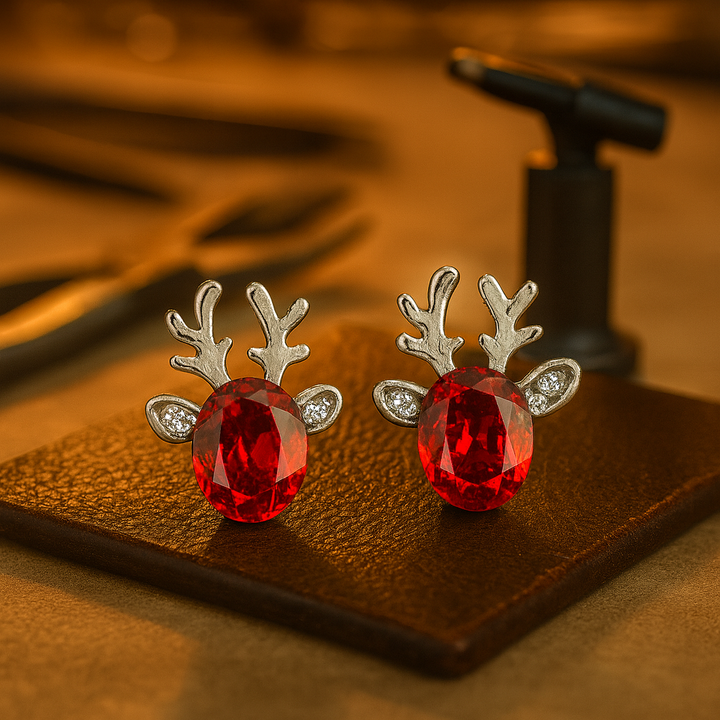 Reindeer Crystal Stud Earrings - Festive Collection