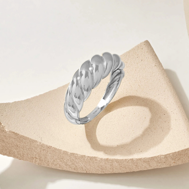 Croissant Ring | White Gold Elegance