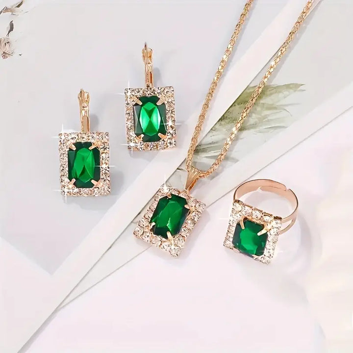 Sylvara™ - Greenveil Jewelry Set in White Gold