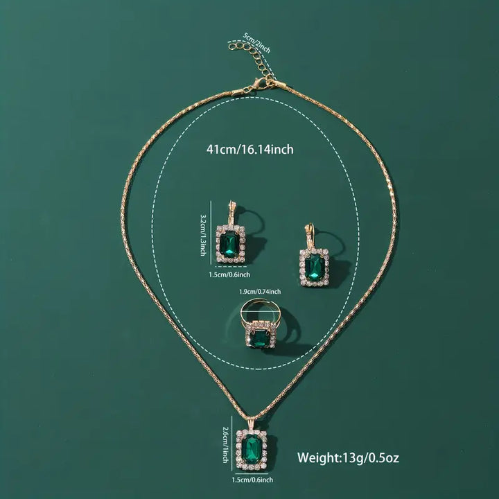 Sylvara™ - Greenveil Jewelry Set in White Gold