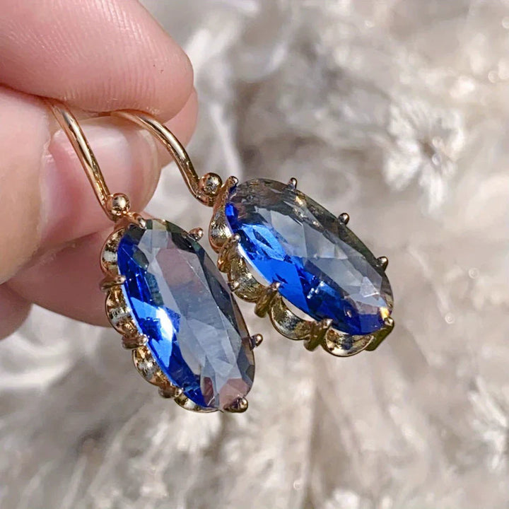 Golden Blue Bloom™ - Elegant Gold Earrings