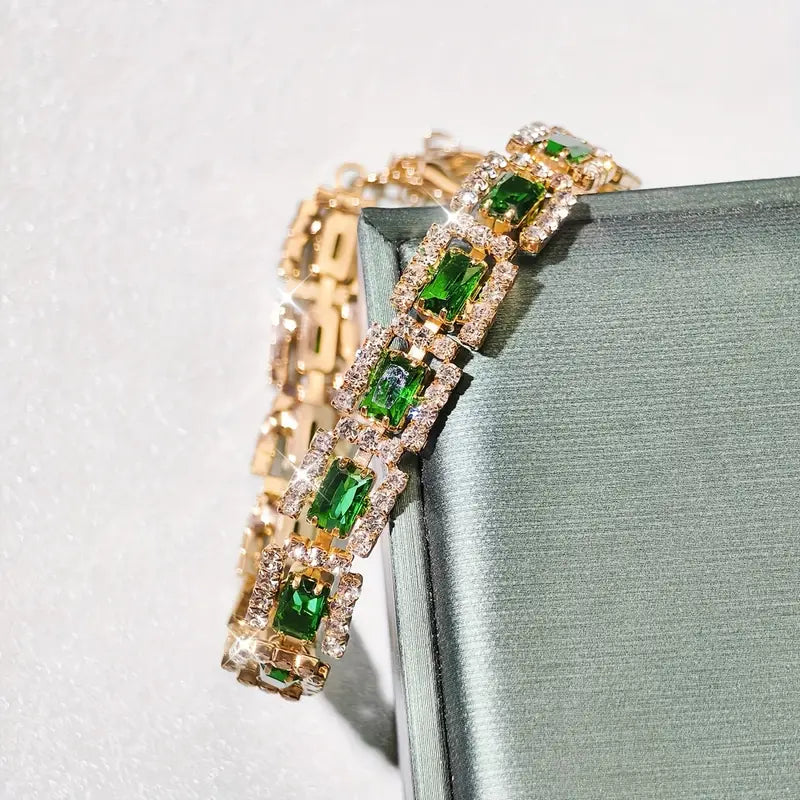 Emerald Elegance™ - Bold Gold Bracelet