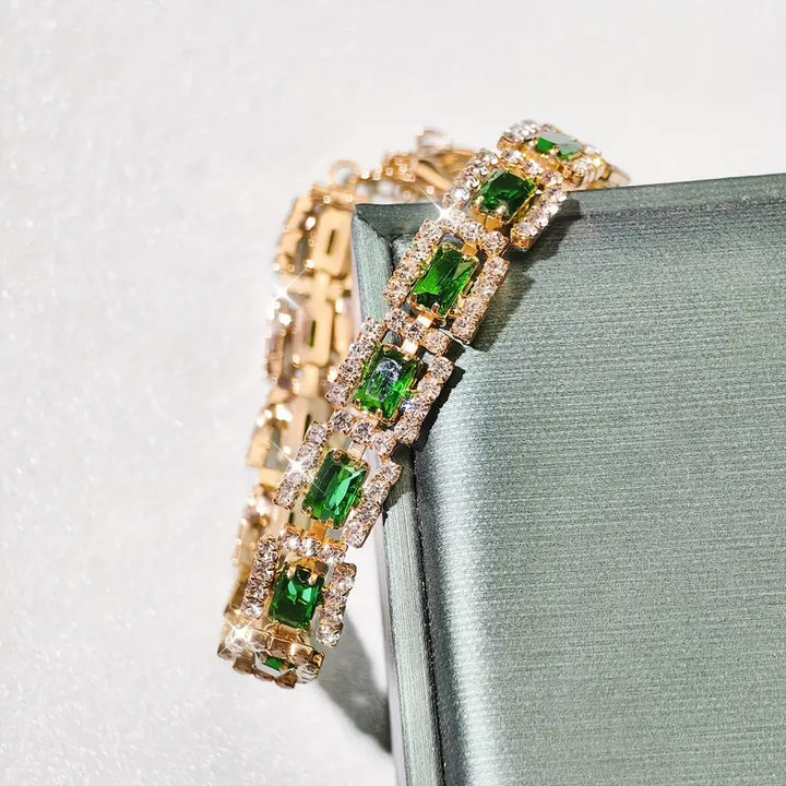 Emerald Elegance™ - Bold Gold Bracelet