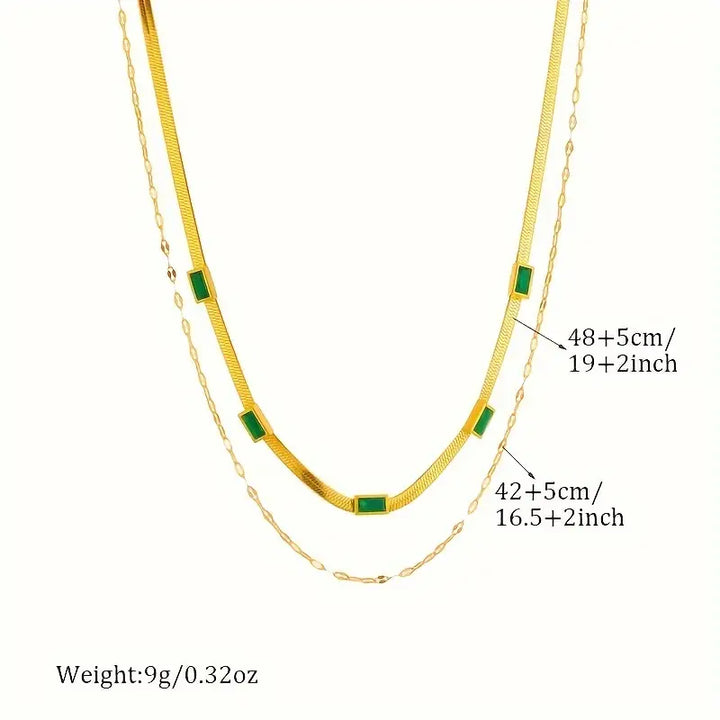 Sorella™ - Retro Gold Double-Layer Gem Necklace
