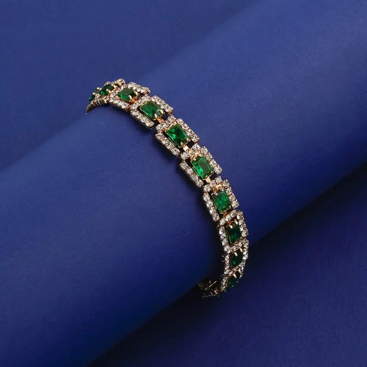 Emerald Elegance™ - Bold Gold Bracelet