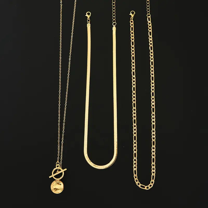 Savira™ - Textured Coin Layered Necklace in Gold