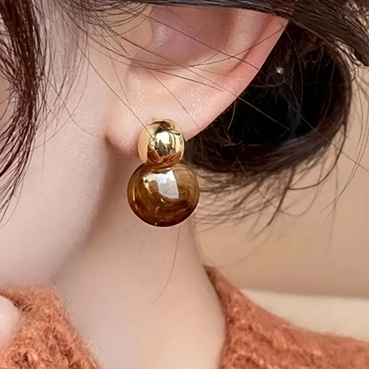 Aurélie™ - Amber Drop Earrings in Gold