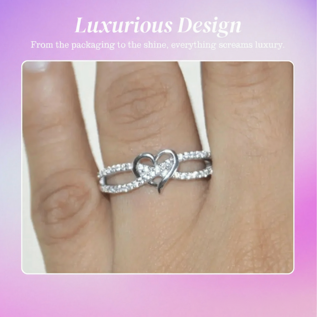 Tracy™ - Sparkling Intertwined Heart Silver Ring