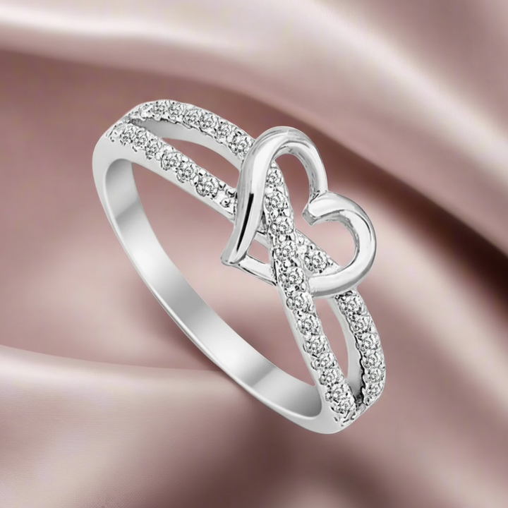 Tracy™ - Sparkling Intertwined Heart Silver Ring