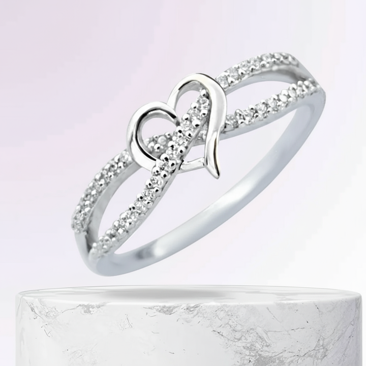 Tracy™ - Sparkling Intertwined Heart Silver Ring