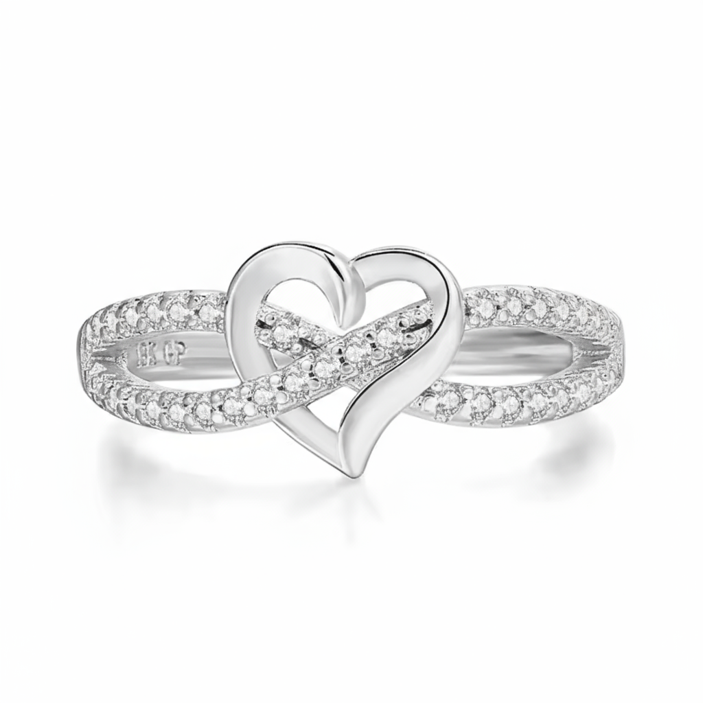 Tracy™ - Sparkling Intertwined Heart Silver Ring